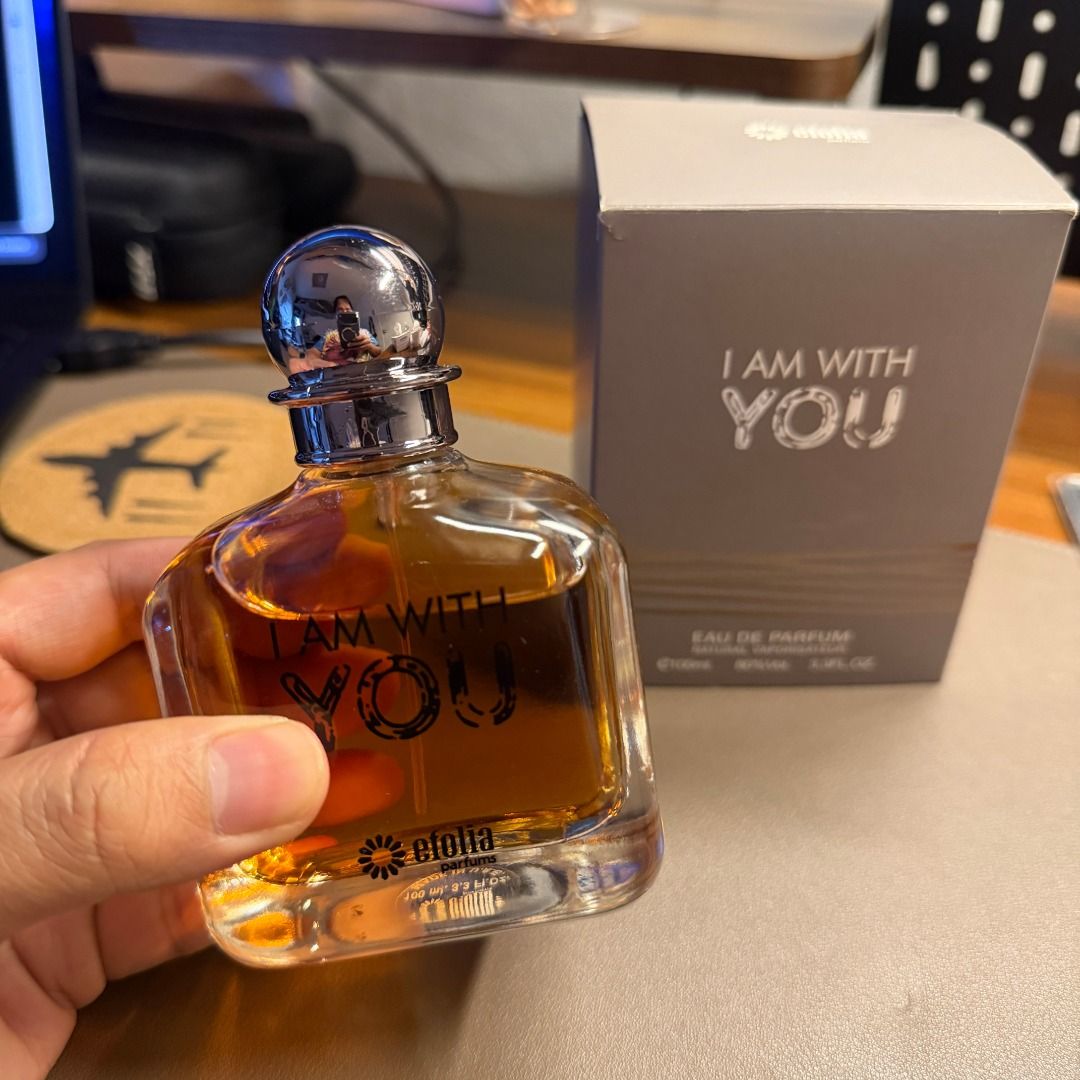 Etolia "I AM WITH YOU" Eau de Parfum 100ml (Category: Fragrance & Deodorants) located in Navotas City. Submitted by darkseed4 (Listing ID 1440444245, Image 2). Description: I bought this in Dubai and extra perfume last year. Few sprays missing for testing lang. - Etolia "I AM WITH YOU" Eau de Parfum - 100ml bottle - Natural spray - Inspired by the popular Giorgio Armani Stronger With You ----------------------- Top Notes: Pink Pepper, Juniper Ber