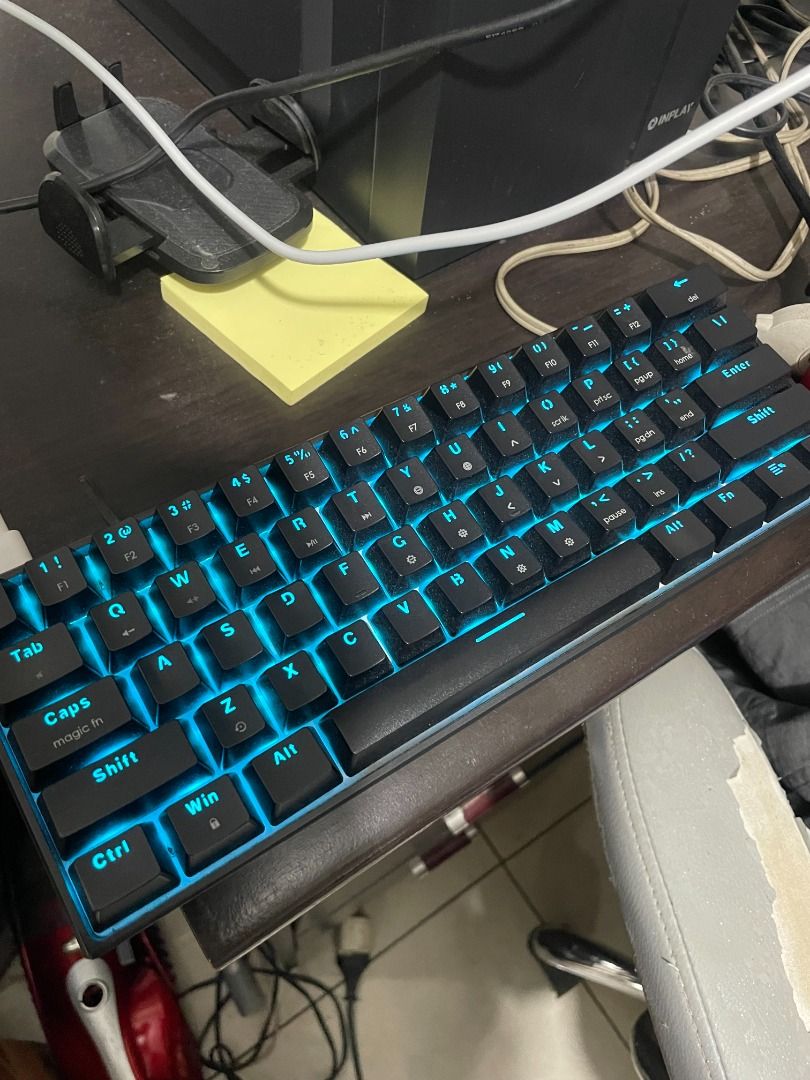 FANTECH MAXFIT61 Mechanical Keyboard (Category: Computer Keyboard) located in Mandaluyong City. Submitted by _copndrop (Listing ID 1440442800, Image 1). Description: - Fantech MAXFIT61 Mechanical Keyboard - Compact 61-key layout - Black keycaps and frame - Purple RGB lighting - Product label with model and serial number NO ISSUES AS IS KEYBOARD ONLY (NO TYPE C CORD TO CONNECT) RFS: DECLUTTERING LOC: Mandaluyong City MOP: GCASH / GOTYME / BPI / CO