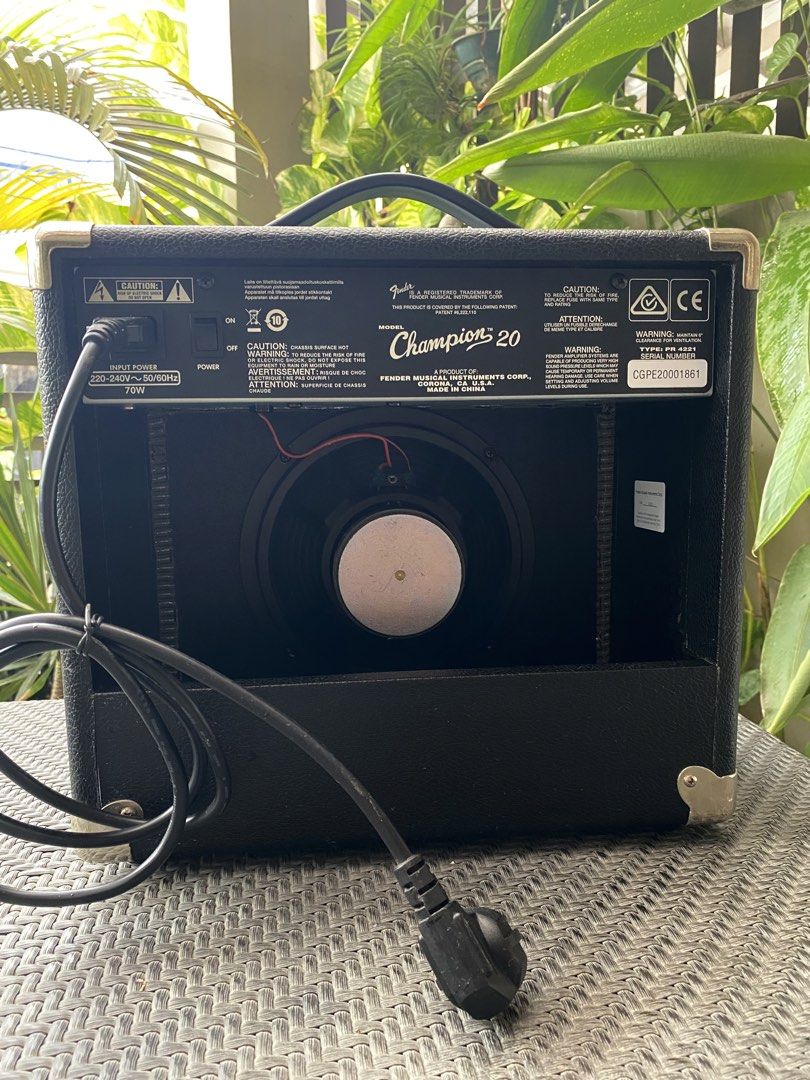 🔥Fender Champion 20 Guitar Amplifier | 💯Original (Category: Musical Instruments) located in Cebu City. Submitted by kantocloset_ubec (Listing ID 1440492940, Image 3). Description: - Fender Champion 20 Guitar Amplifier - Ideal for practice sessions and small gigs - Offers multiple amp voices and built-in effects - Includes controls for Input, Gain, Volume, Voice, Bass, Treble, FX Level, FX Select, Tap, Aux, and Phones - Fully functional and in g