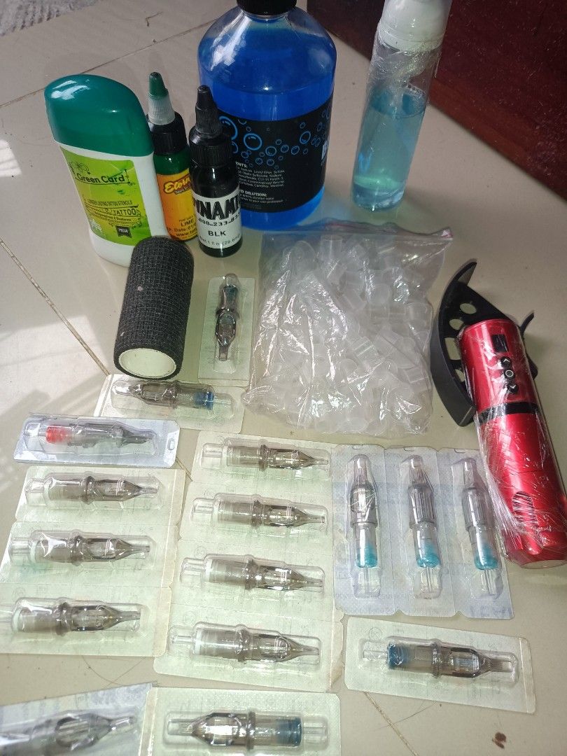 FOR SALE: Tattoo Starter Kit (Category: Everything Else Others) located in Manila. Submitted by therealakk37660 (Listing ID 1440495717, Image 2). Description: Selling my tattoo supplies/kits. Some items are slightly used but still in good condition and working well 😊 ✔ Tattoo machine ✔ Needle cartridges ✔ Tattoo inks ✔ Ink caps ✔ Grip tape & other supplies Perfect for beginners or practice use ✨.