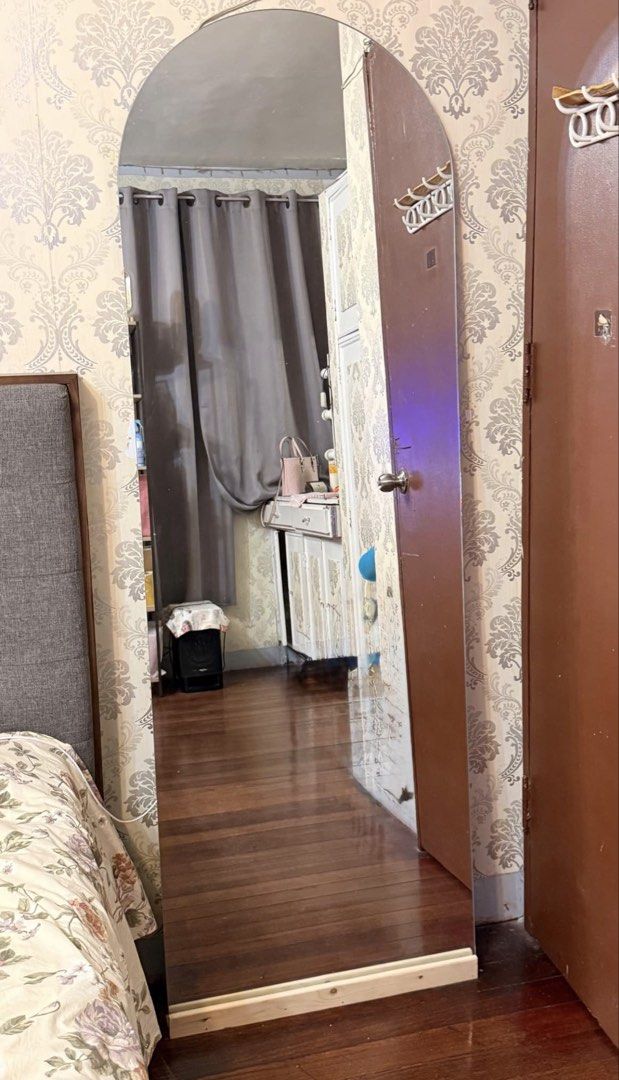 Full Length Arch Mirror (Category: Mirrors) located in Quezon City. Submitted by 1stcollectionph (Listing ID 1440442538, Image 2). Description: mirror 6ft with stopper good condition no issue - Tall arch mirror for full outfit checks. - Stylish wood frame. - Ideal for bedrooms or hallways. - Lightweight and easy to move. - Enhances room brightness and space perception. - Perfect size for full body Helping tags: Ikea, Muji, Nitori, Sofa, Bed, Furn