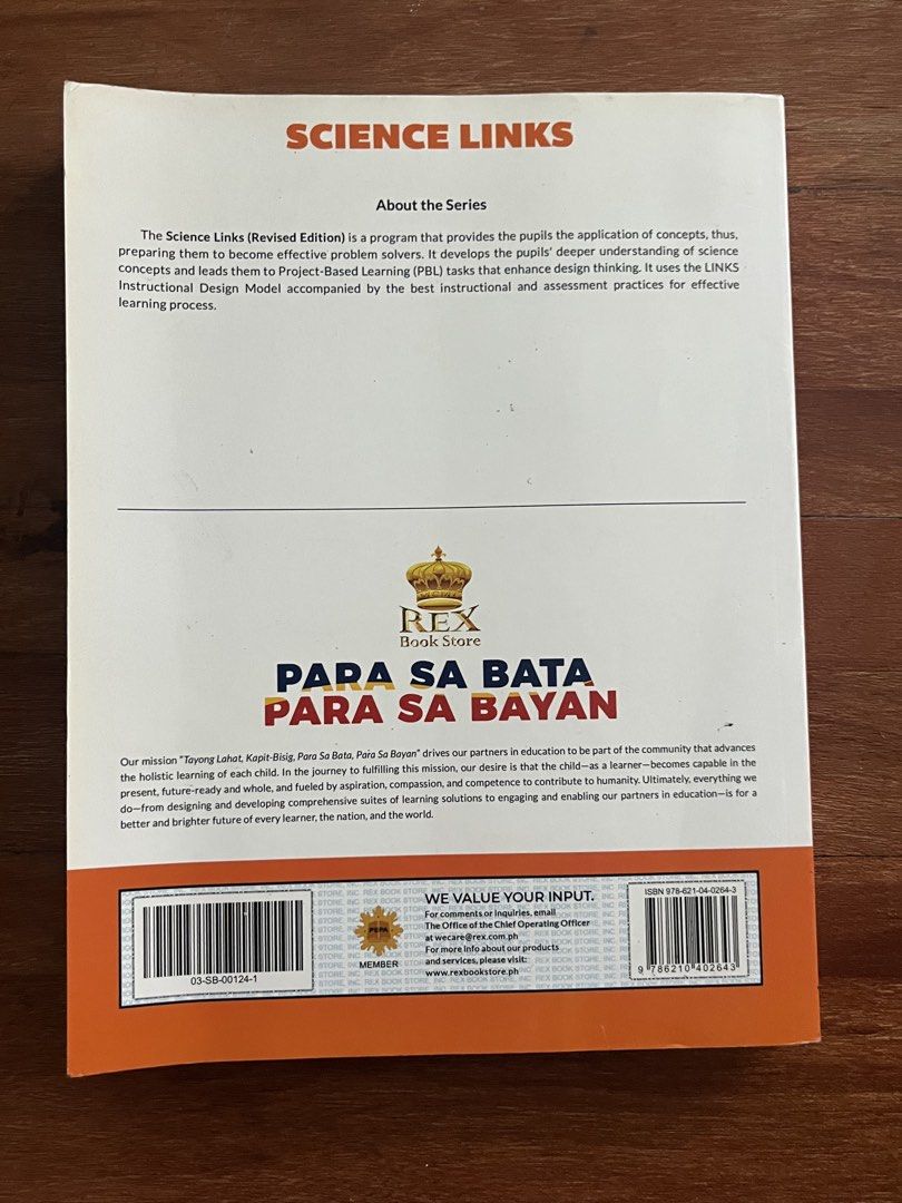 (Grade 7 Science) Science Links (Category: Textbooks) located in Manila. Submitted by TCC.ETC (Listing ID 1440442740, Image 2). Description: Preloved Grade 7 Textbook RFS: Old textbook that is currently not being used [GENERAL DESCRIPTION] TITLE: Science Links GRADE LEVEL: 7 AUTHOR/S: Estrellita A. Madriaga, Ed.D., Manilyn Piloton-Narca Eric Agullana Matriano, Ed.D., Ethel Grace A. Ramos COORDINATOR: Nenita A. Apolinario CONSULTANT: Gil Nonato C.