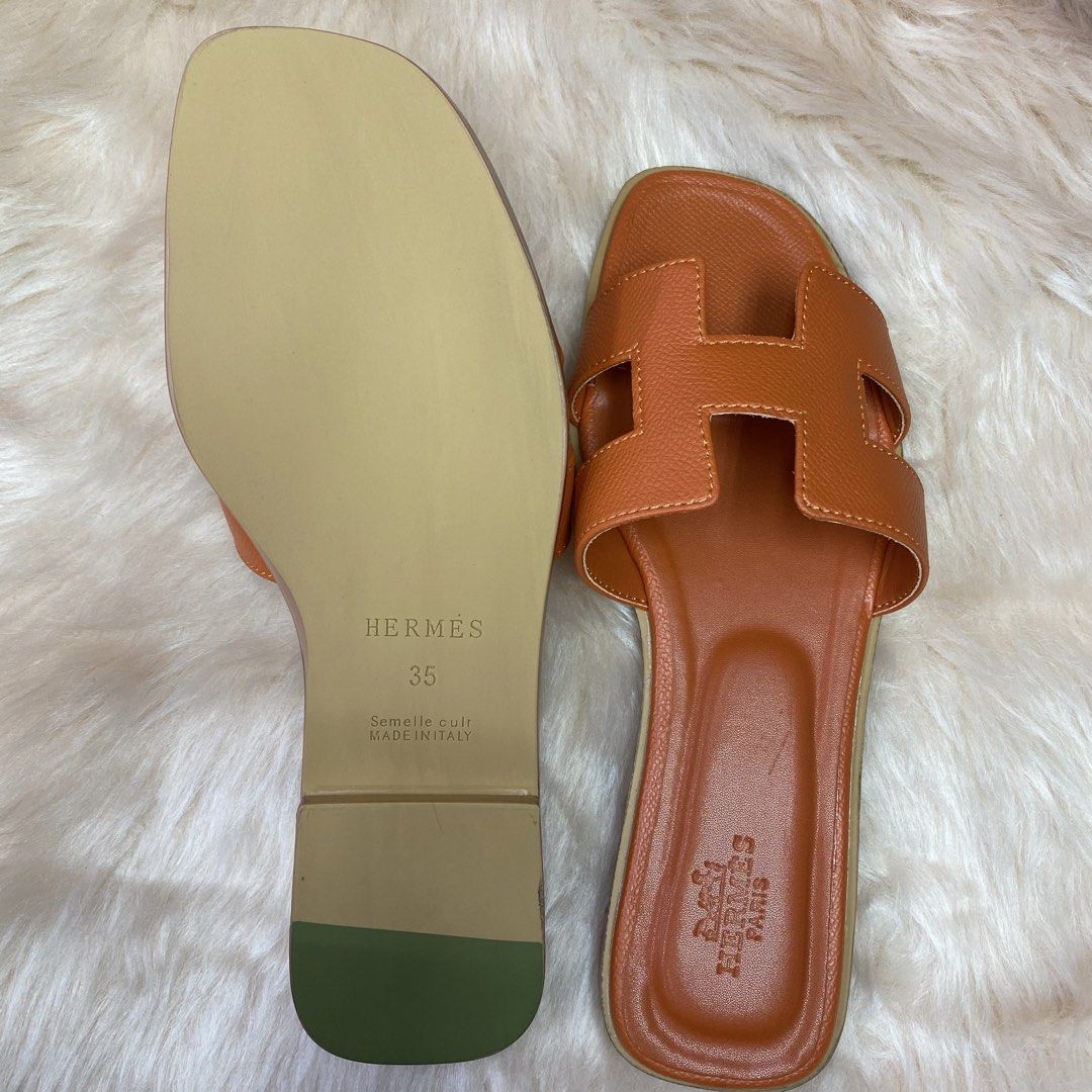 HERMES ORAN SANDAL (ORANGE) SIZE AVAILABLE (35-41) (Category: Flats & Sandals) located in San Juan City. Submitted by pattycollection113 (Listing ID 1440553516, Image 3). Description: HELLO WELCOME TO OUR SHOP our product is high quality and onhand. INCLUDES: BOX and PAPER BAG. AVAILABLE SIZE 35-41.
