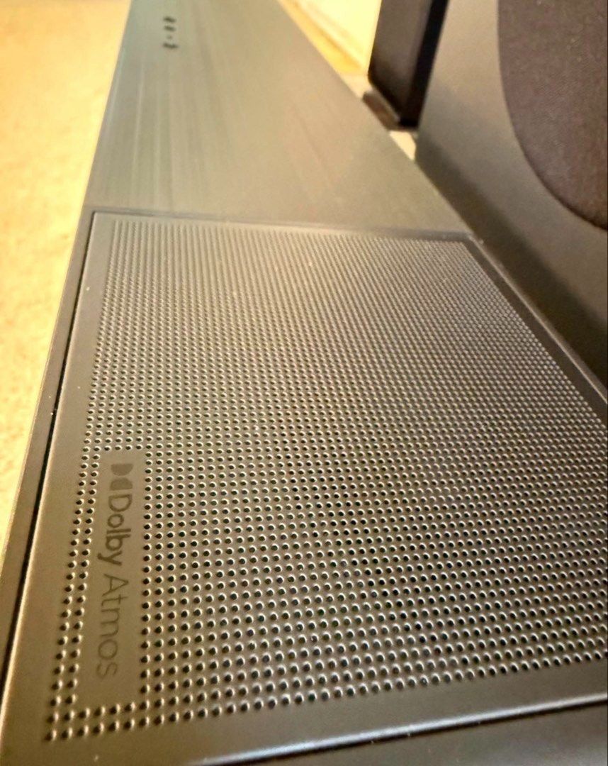 Hisense Soundbar AX700 5.1.4CH (Category: Soundbars, Speakers & Amplifiers) located in Mandaluyong City. Submitted by tidehunter40519 (Listing ID 1440448655, Image 3). Description: Brand Hisense Origin of goods China Hisense Soundbar AX700 with 5.1.4CH, Dolby Atmos, and DTS:X. Includes a soundbar, subwoofer, and two rear speakers. Features HDMI eARC, wireless subwoofer, and Bluetooth connectivity. The box is included..