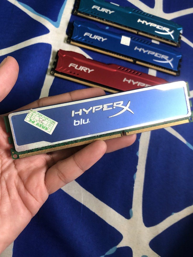 Hyper X Fury DDR3 rams lot set (Category: Computer Parts) located in Quezon City. Submitted by markgolveo (Listing ID 1440425591, Image 2). Description: Hyper X Fury DDR3 rams lot set From our old desktop few years back Untested now but I think this will work fine Selling as is stated no set breaking Set includes 3pcs kingston ddr3 hyper x fury 4GB i think aquablue is 8gb forgotten na din kasi and missing its label 1pc hyper x blu 8GB .