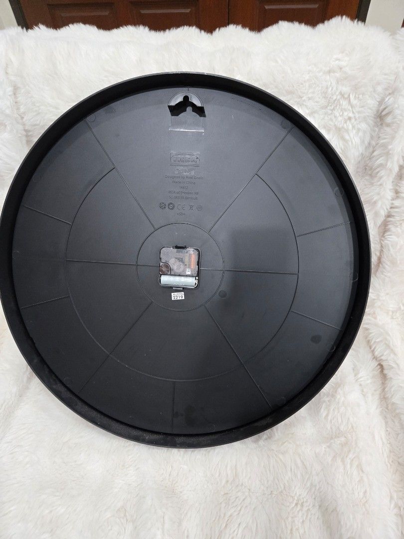 IKEA PLUTTIS Wall Clock Black White, Furniture & Home Living, Home ...