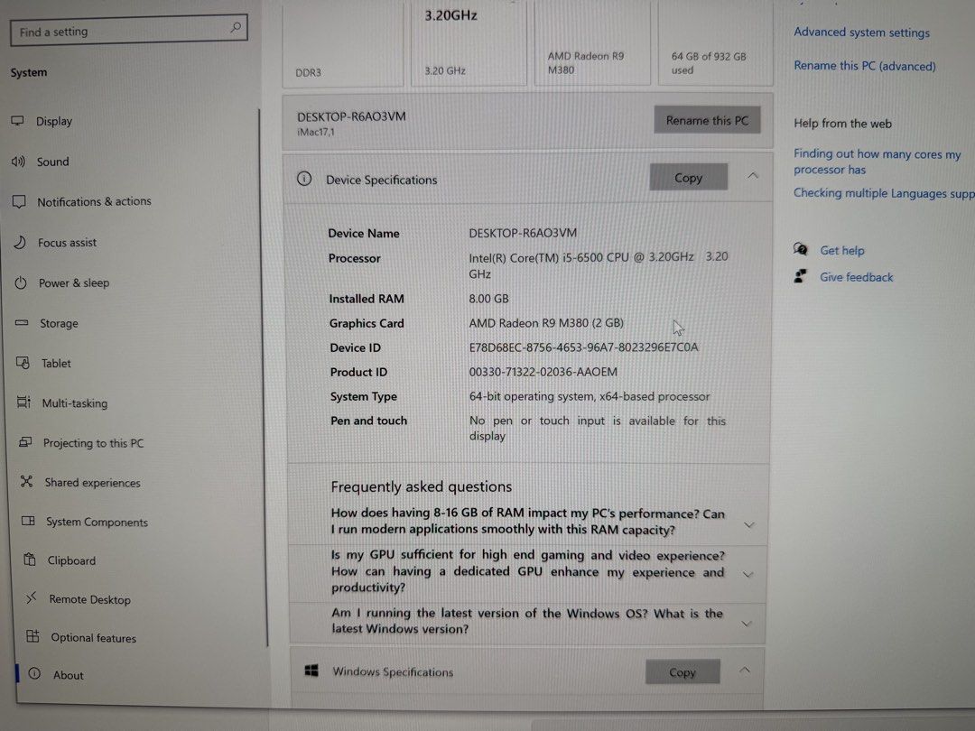 iMac  27 inch - Running on Windows 10466342487880509443
