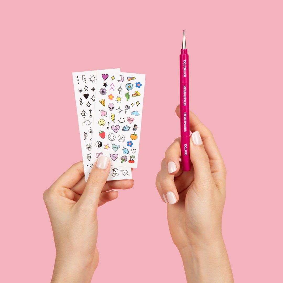 Japonesque Nailed It! Art Kit with Tattoos & Tools (Category: Hands & Nails) located in Rizal. Submitted by llaayy_ (Listing ID 1440467245, Image 1). Description: - Over 100 tiny nail art tattoos included! - Multi-tool features: dotting tool, gem tool, detailer brush, and striping brush. Orig price: 920 Brand new, Never been used NO BOX. RFS: extra nail brush.