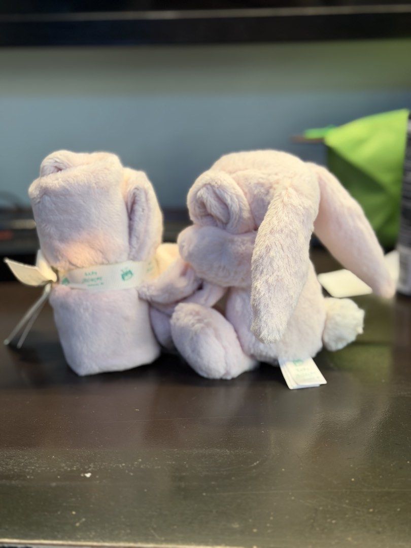 Jellycat Bunny Plush Toy Pink (Category: Plushies & Soft Toys) located in Quezon City. Submitted by lokasm (Listing ID 1440476706, Image 2). Description: - Super soft Jellycat bunny plush - Lovely pastel pink color - Bunny is rolled up and tied with a cute ribbon - Comes with original tags - Very huggable and cuddly - Great gift for a baby or toddler Never been used. Bought in Japan. I also have receipt for proof of purchase. RFS: bought the wron
