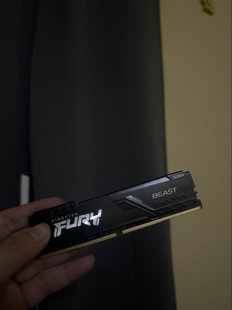 Kingston FURY Beast DDR4 RAM (Category: Computer Parts) located in Taguig. Submitted by majjj_29 (Listing ID 1439774428, Image 1). Description: Kingston FURY Beast DDR4 16GB 3600MHz desktop RAM stick. Kingston Fury Beast DDR4 16GB 3600MHz CL18 Model: KF436C18BB/16 Good condition, tested working 3600MHz XMP ready Perfect for gaming/editing builds RFS: upgrade Meet up / shipping available Price: 3600 each Location: Taguig .