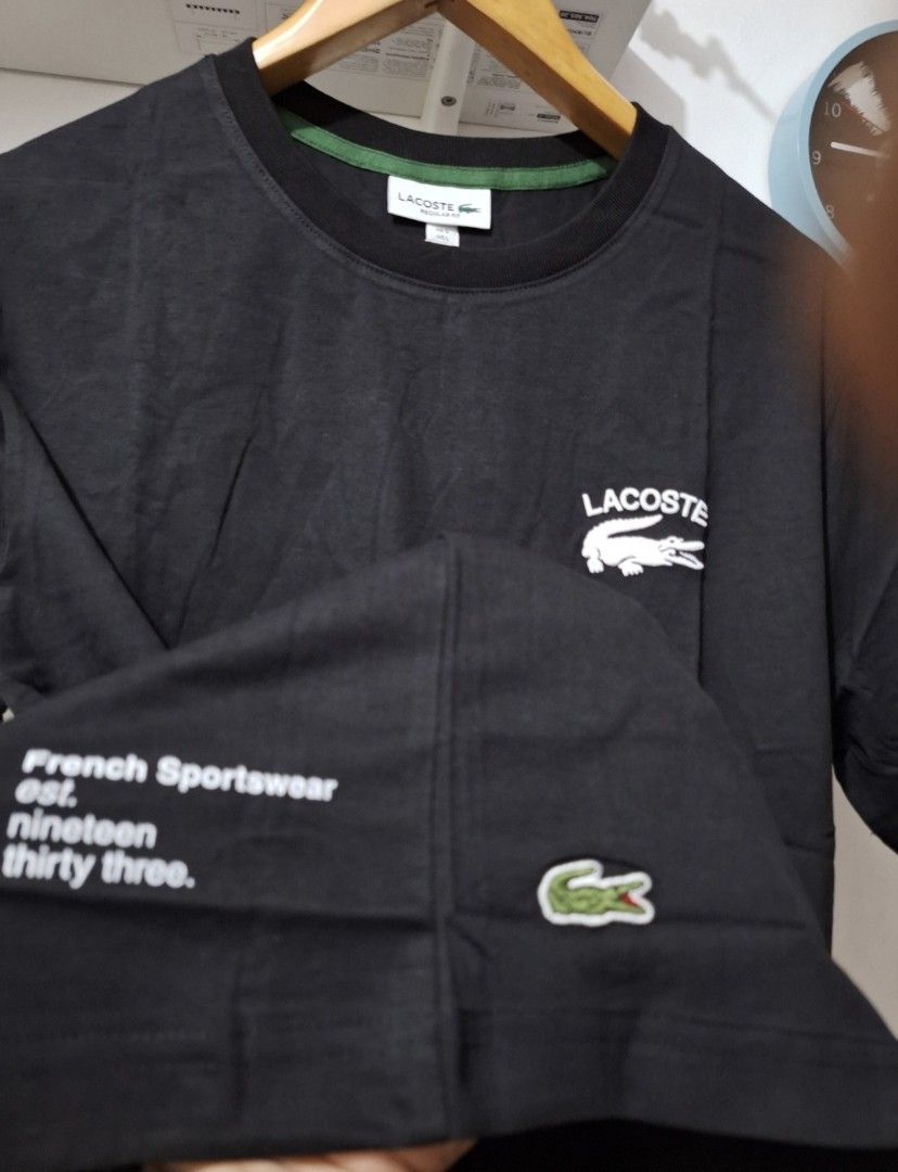 Lacoste tshirt black embroid logo (Category: Tshirts & Polo Shirts ) located in Muntinlupa City. Submitted by kstefanomela14 (Listing ID 1440426294, Image 3). Description: Lacoste shirt super black Embroidered logo Large - 21x28 XL - 22 X 29 COD COP lalamove j&t Lbc⁸.