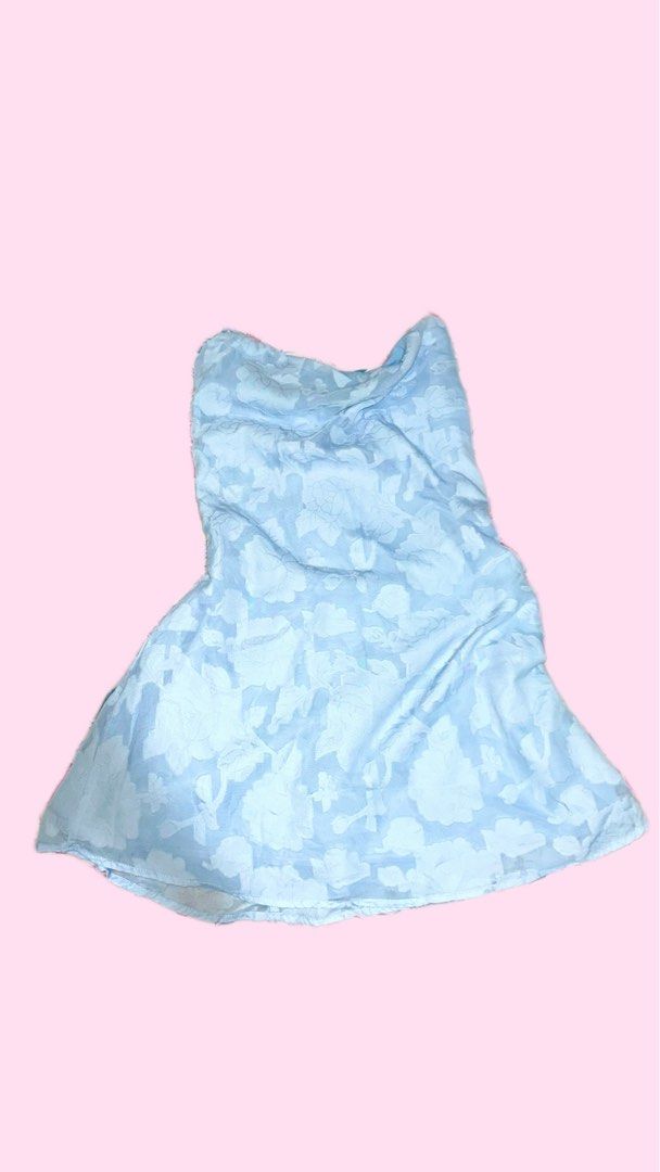 Light Blue Floral Lace Backless Dress (Category: Dresses) located in Makati City. Submitted by preloveddetc (Listing ID 1440558085, Image 1). Description: - worn once - loc: taguig - MOP: gcash/bank transfer first, buyer will shoulder and book delivery .