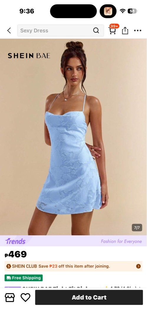 Light Blue Floral Lace Backless Dress (Category: Dresses) located in Makati City. Submitted by preloveddetc (Listing ID 1440558085, Image 3). Description: - worn once - loc: taguig - MOP: gcash/bank transfer first, buyer will shoulder and book delivery .