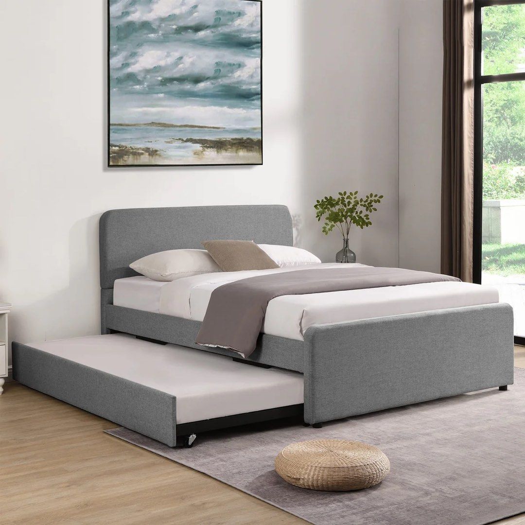 Mandaue Foam — Hilton Bed Frame in Taupe (Category: Bed Frames & Mattresses) located in Quezon City. Submitted by jaja.20 (Listing ID 1440494050, Image 1). Description: I can send actual pics/video of the item upon req Queen size 3 mos used pa lang po Rfs: change of mind. Too big for our space. I also have ready mattress (brand new) for the pull out + additional fee. Ps. Mattress not included. Bed frame lang po ang for sale :).