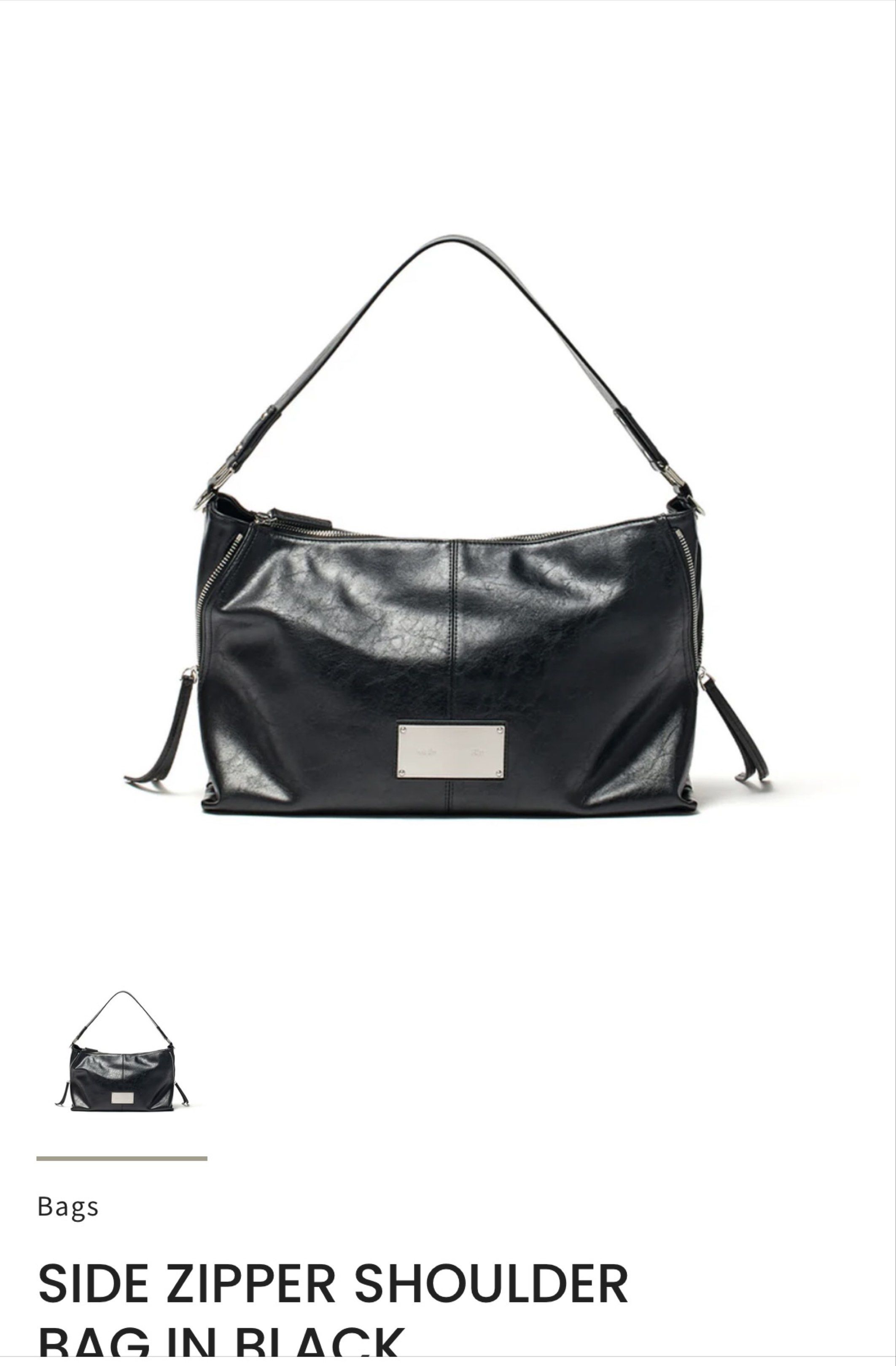 MATIN KIM Side Zipper and Shoulder Bag in Black, 女裝, 手袋及銀包 