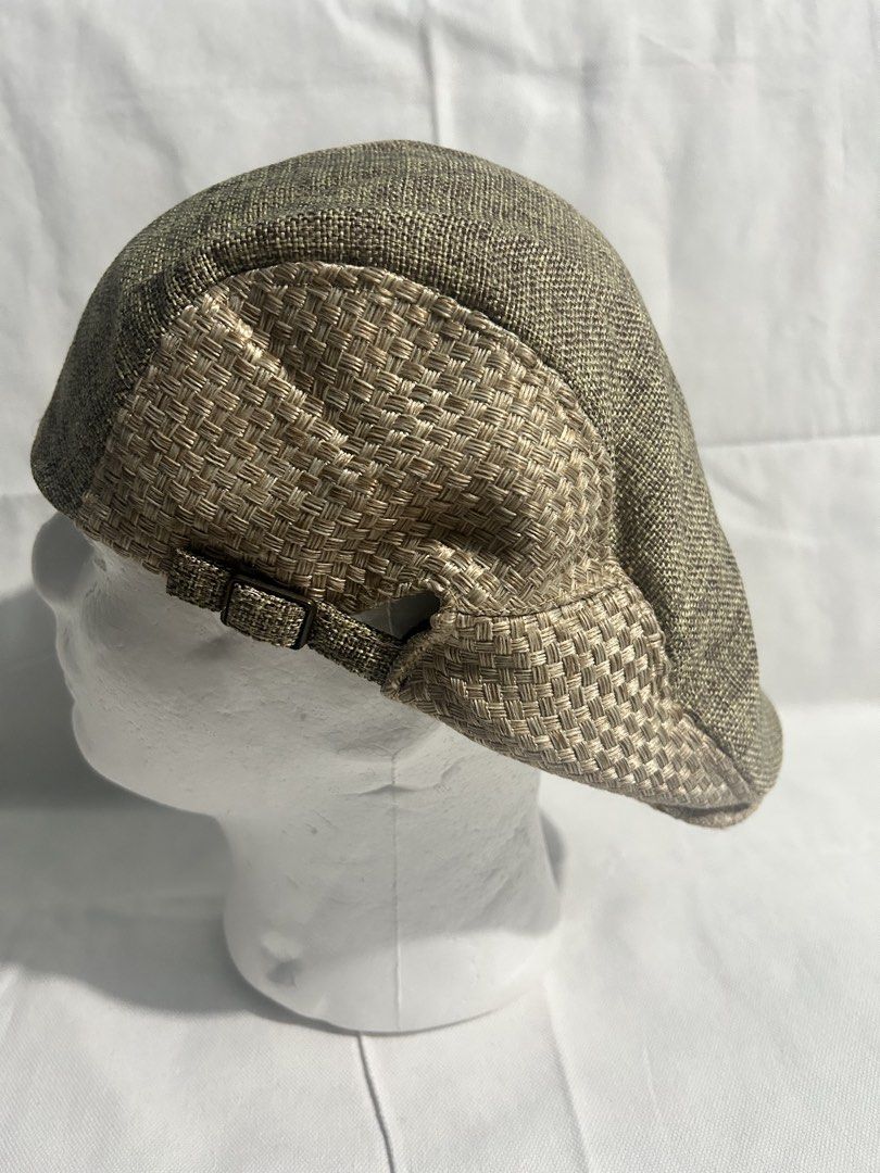 Men's Tweed Flat Cap Hat (Category: Caps & Hats) located in Imus. Submitted by swiftfire_39c538 (Listing ID 1440538369, Image 3). Description: Classic flat cap/ newsboy cap Breathable woven olive green crown with a beige basket weave side panels with adjustable snap button for closure . From Japan Surplus. Preloved . Washed and ready to wear. .
