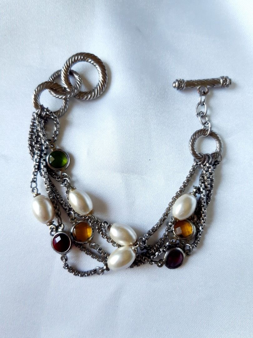 Modern vintage Fruit Salad Silver tone bracelet (Category: Bracelets) located in Bacolod City. Submitted by schatzi322 (Listing ID 1440396060, Image 1). Description: Multi strand high quality fashion bracelet.