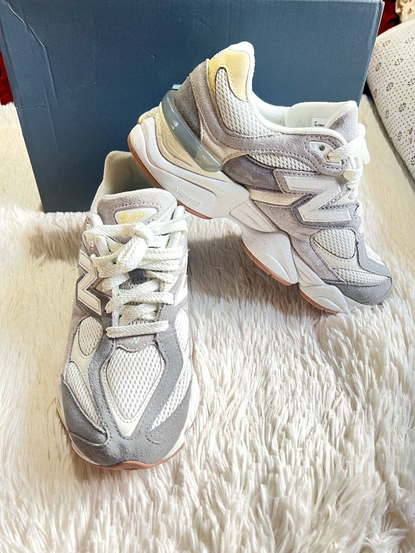 New Balance 9060 Grey White Sneakers (Category: Sneakers) located in Quezon City. Submitted by thrifterella (Listing ID 1440487033, Image 2). Description: New Balance 9060 👟 Color: Grey Size: 5 US / 23 cm Conditions: Used once with box Guaranteed Authentic 💯 Bought Price: ₱4,945 Selling Price: ₱3,500 (Slightly Negotiable).