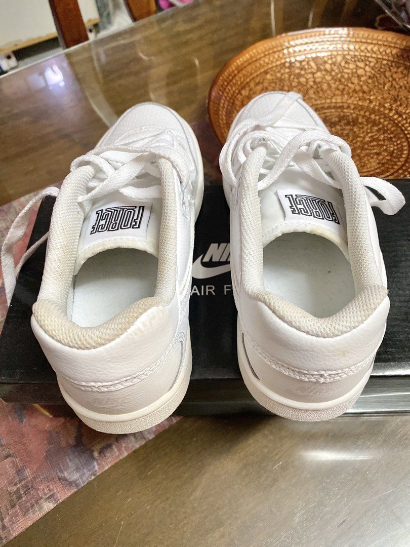 Nike Air Force 1 White Leather Sneakers (Category: Sneakers) located in Tarlac. Submitted by reezie_finds (Listing ID 1440423914, Image 2). Description: Bought from 🇨🇦 📍Tarlac City Shipping fee shoulder by the Buyer :) .