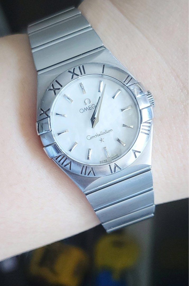Omega Constellation (Category: Luxury Watches) located in Manila. Submitted by junri0 (Listing ID 1440544021, Image 2). Description: ❗️❗️₱80,000❗️❗️ Omega Constellation Quartz Mother of Pearl Dial Watch for Women -White Mother of Pearl Dial and Bezel Engraved with Roman Numerals -Known for its signature "griffes" or claws on the bezel -Ref # 123.10.27.60.05.001 -27mm Case Diameter -Fit up to 17.5cm -Swiss Made -With Box and Manual -Excellent Cond