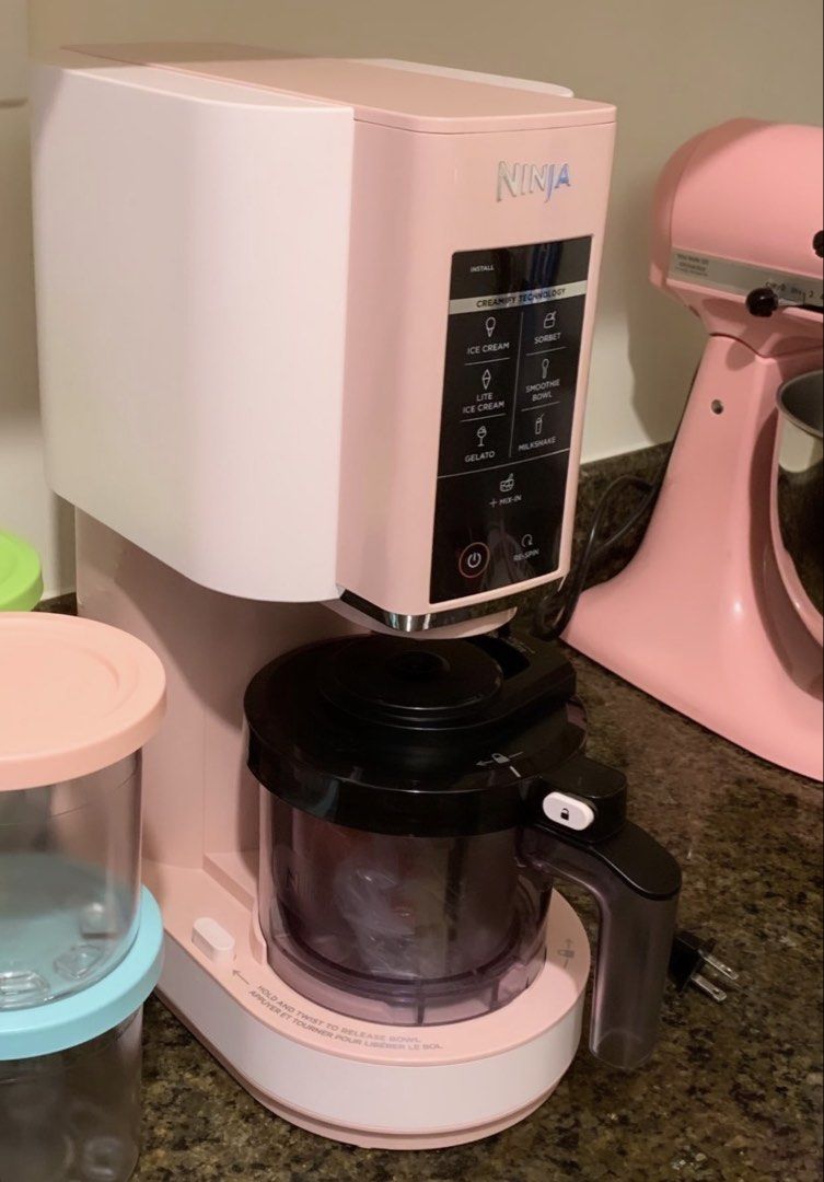 PINK Ninja Creami (LIMITED EDITION) (Category: Other Kitchen Appliances) located in Quezon City. Submitted by raia17 (Listing ID 1440434757, Image 1). Description: selling my ninja creami in pink comes with 4 extra containers *110V - needs a step down transformer rfs: will buy a bigger ice cream machine.