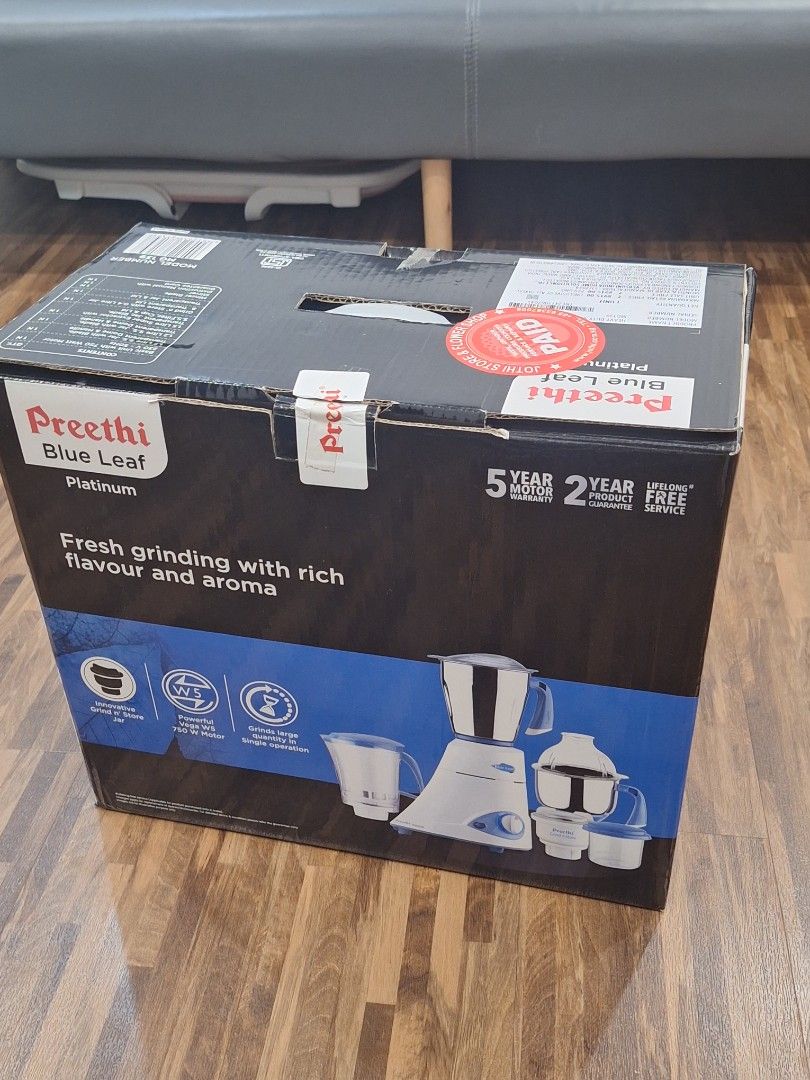 Preethi Blue Leaf Platinum Mixer Grinder with Jars. With guarantee card ...