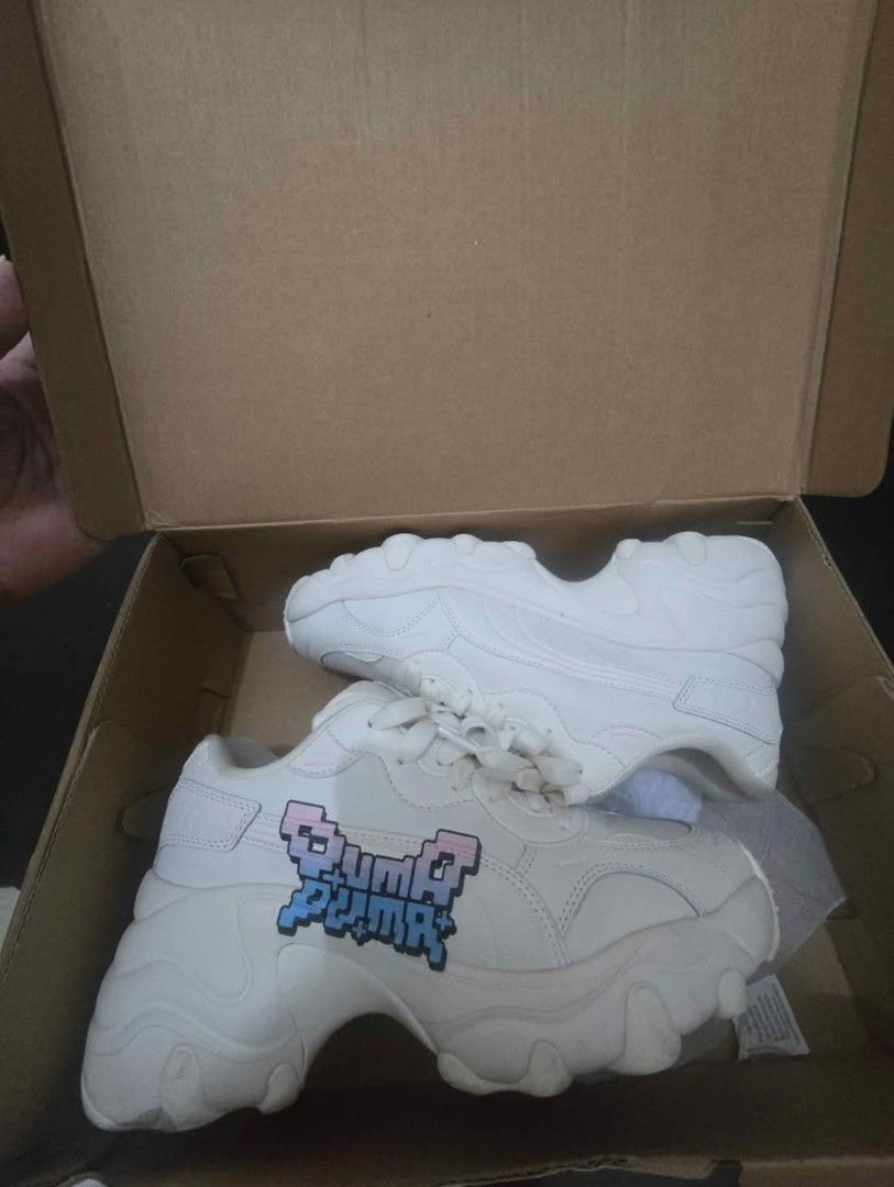 Puma Pulse Wedge Wmn "Pixel" Sneakers Cream (Category: Sneakers) located in Las Pinas. Submitted by dar606 (Listing ID 1440539351, Image 2). Description: - Cream Puma Pulse Wedge sneakers - Size: 5.5 UK / 38.5 EU - Fun pixelated "Puma Puma" logo on the side - Chunky sole for added height and comfort - Includes original box.