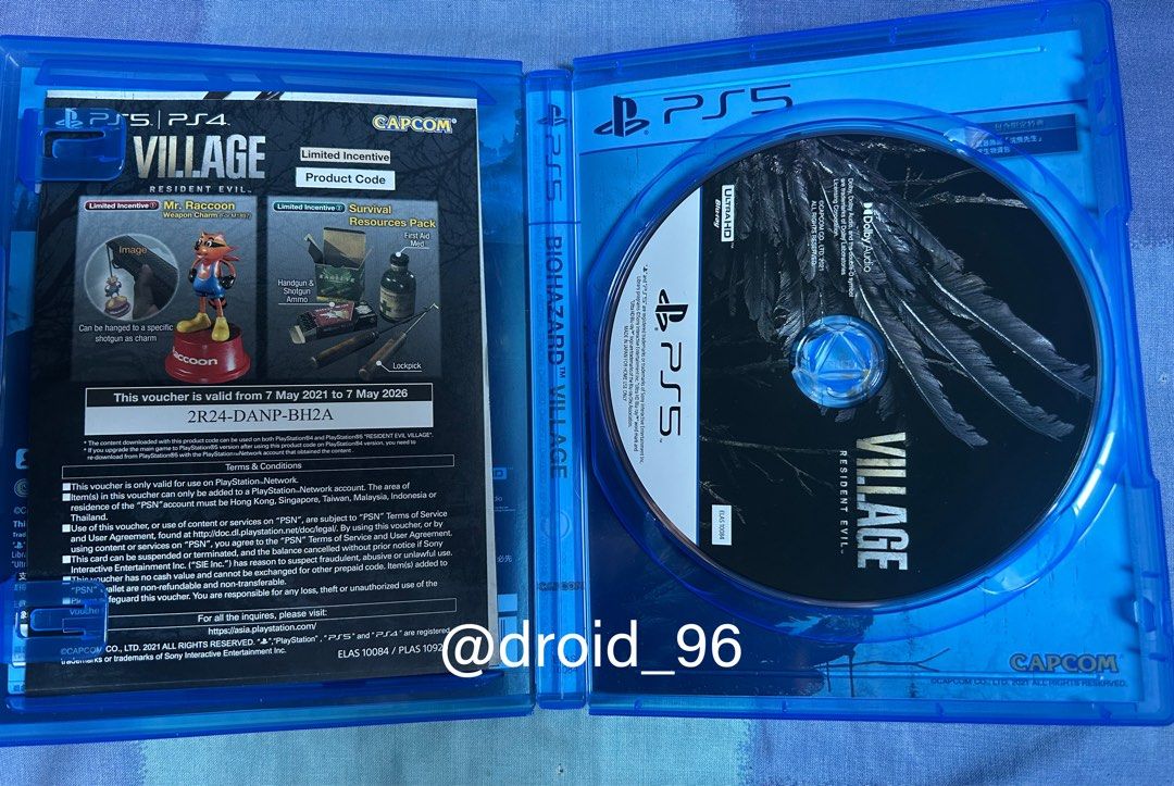 Resident Evil Village PS5 (Category: PlayStation) located in Carmona. Submitted by droid__96 (Listing ID 1440393006, Image 3). Description: (Price is fixed! Pass sa mga BARAT, SWAP, RESELLERS, and NO CHAT MATES!!) Will only reply to serious buyers!! Selling my RESIDENT EVIL VILLAGE PS5 for only ₱1,000. Rfs: Finished the game already. Meet ups at Alabang Town Center or Festival Mall upon schedule. I do Lalamove and Gcash! But booking and expense o