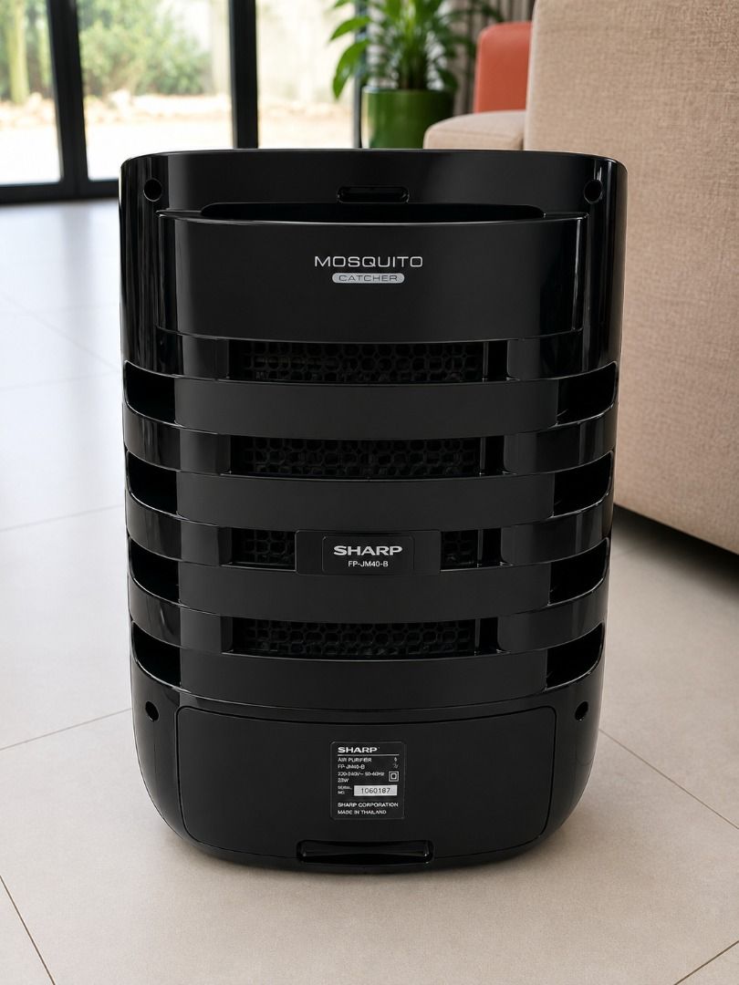 SHARP Mosquito Catcher FP-GM40-B Air Purifier (Category: Air Purifiers & Dehumidifiers) located in Muntinlupa City. Submitted by HeavyMeta (Listing ID 1440475138, Image 2). Description: Sharp FP-JM40P-B Air Purifier with Mosquito Catcher Premium black model. Working properly. Features: • Plasmacluster technology • Mosquito catcher • Haze mode • Auto/dim/off settings • Timer functions • Quiet operation Used in a smoke-free home. Cosmetically still