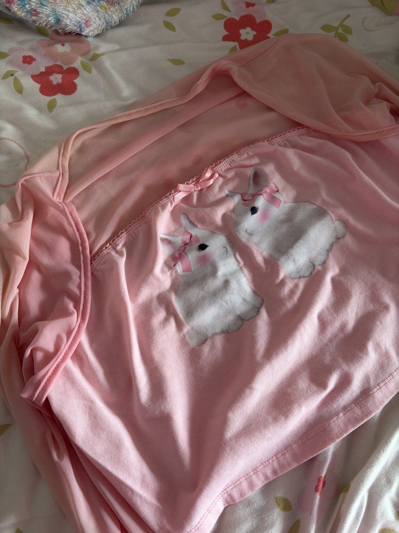 SHEIN COQUETTE Pink Bunny Top (Category: Blouses) located in Mandaluyong City. Submitted by jonacm (Listing ID 1440484638, Image 1). Description: - Adorable pink top - expect signs of usage! - RFS: decluttering.