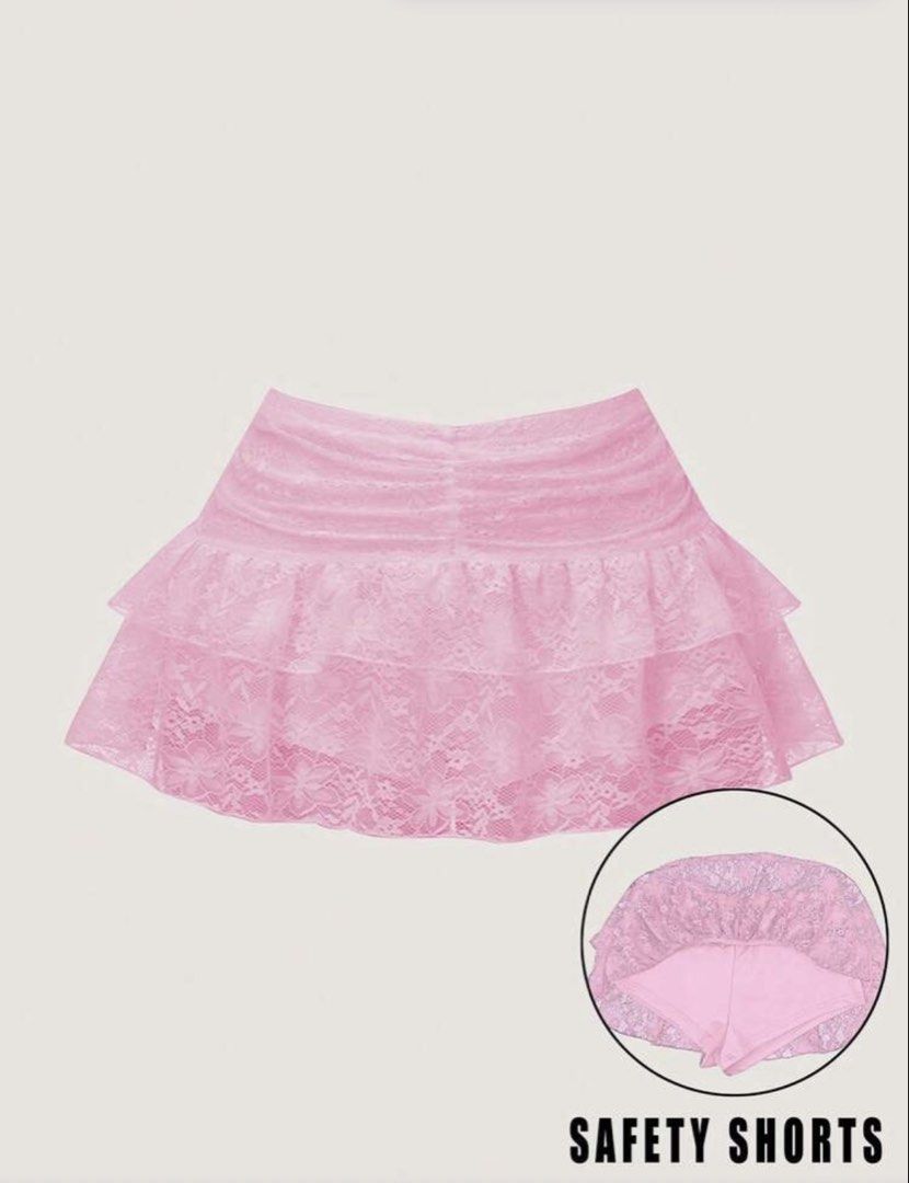 SHEIN Pink Low Waist Ruffle Skirt (Category: Skirts) located in Bulacan. Submitted by clothesbyash (Listing ID 1440390373, Image 1). Description: - size XS-S - never used.