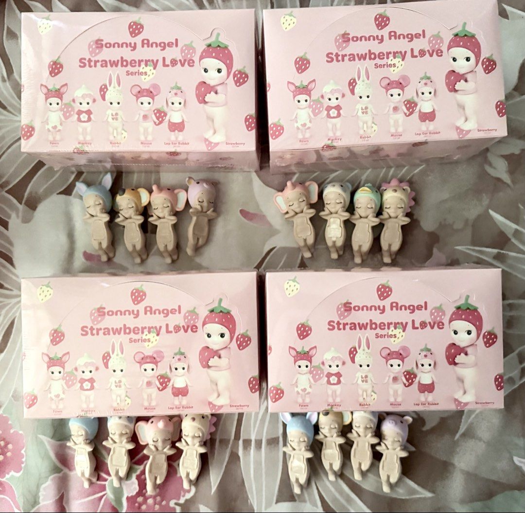 Sonny angel strawberry love series (sealed whole box) (Category: Toys & Games) located in Paranaque City. Submitted by sweetcosmic (Listing ID 1440486963, Image 1). Description: sonny angel (sealed) strawberry love whole box with 4 dreaming hippers *️⃣ ₱7,400 per set.