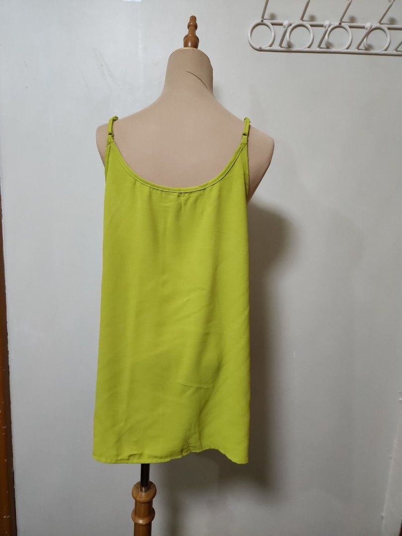 Spaghettie Strap avocado green xl (Category: Sleeveless) located in Marikina City. Submitted by KanamiFinds (Listing ID 1440552738, Image 3). Description: bust: up to 44 inches length: 26 inches from the shoulders adjustable strap.