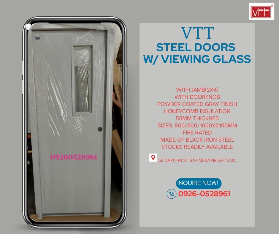STEEL DOOR WITH GLASS (Category: Locks, Doors & Gates) located in Caloocan City. Submitted by vttsteeldoor-chelle (Listing ID 1440472069, Image 1). Description: .