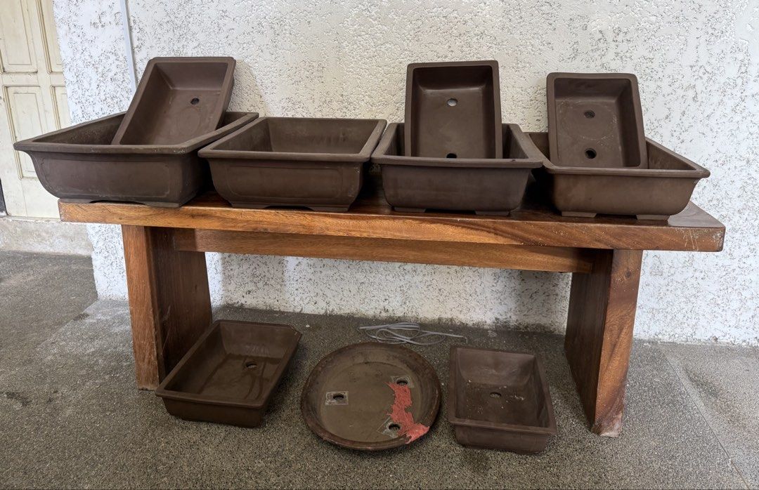 Terracotta Japan Bonsai Pots (Category: Pots & Planters) located in Calamba. Submitted by transitory (Listing ID 1440576799, Image 1). Description: Assorted sizes (large,medium and small) ₱6,800 for all pots used but in good condition Me freebies na 3 damaged pots pero usable pa Pick up or lalamove only at buyer’s expense Pm or contact 09165870869 Salamat 🙏🏽.