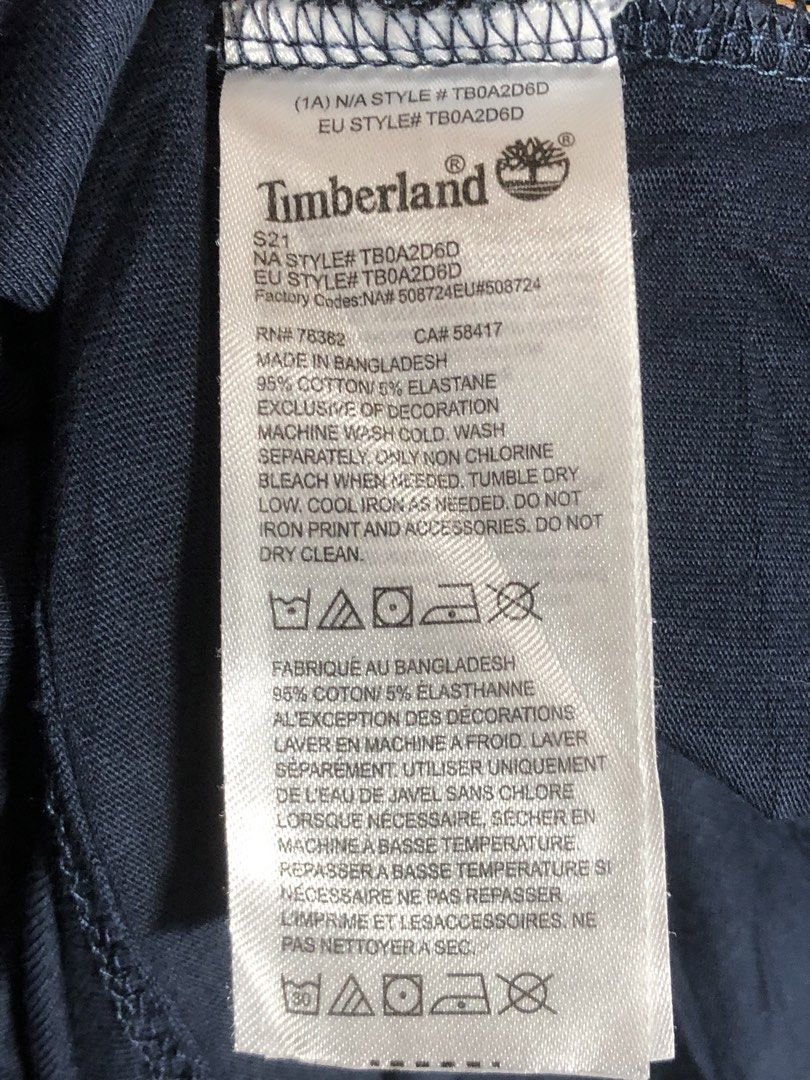 Timberland Navy Blue T-Shirt (Category: Tshirts & Polo Shirts ) located in Montevista. Submitted by rdthriftshub (Listing ID 1440501939, Image 2). Description: - Classic navy blue Timberland t-shirt - Short sleeves -Size:Large -Dimension:20x26 - Features a small, stylish red logo on the chest pocket - Crafted in Bangladesh - Comfortable fabric: 95% cotton, 5% elastane - Easy to maintain: machine wash cold.