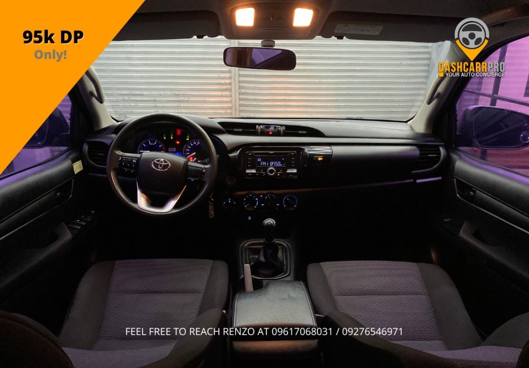 Toyota Hilux 2.4 Manual (Category: Used Cars) located in Manila. Submitted by dashcarrpro (Listing ID 1440489689, Image 2). Description: ‼️4x4 Pickup Truck‼️ 2019 Toyota Hilux 2.4 🔸All stock 🔸Well maintained unit 🔸Manual transmission 🔸Diesel engine 🔸5 Seater pickup 🔸Power windows 🔸Fabric seats 🔸Foglamps 🔸Mechanic inspected 🔸Ending plate 7 🔸Thick tires 🔸Cold AC 🔸LTO verified Cash: 865k only! ✔️ Open for Trade-In Schedule your test dri