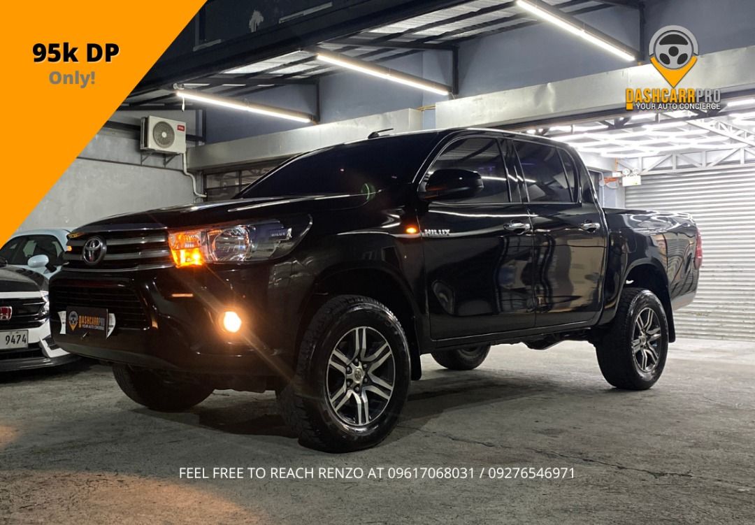 Toyota Hilux 2.4 Manual (Category: Used Cars) located in Manila. Submitted by dashcarrpro (Listing ID 1440489689, Image 1). Description: ‼️4x4 Pickup Truck‼️ 2019 Toyota Hilux 2.4 🔸All stock 🔸Well maintained unit 🔸Manual transmission 🔸Diesel engine 🔸5 Seater pickup 🔸Power windows 🔸Fabric seats 🔸Foglamps 🔸Mechanic inspected 🔸Ending plate 7 🔸Thick tires 🔸Cold AC 🔸LTO verified Cash: 865k only! ✔️ Open for Trade-In Schedule your test dri