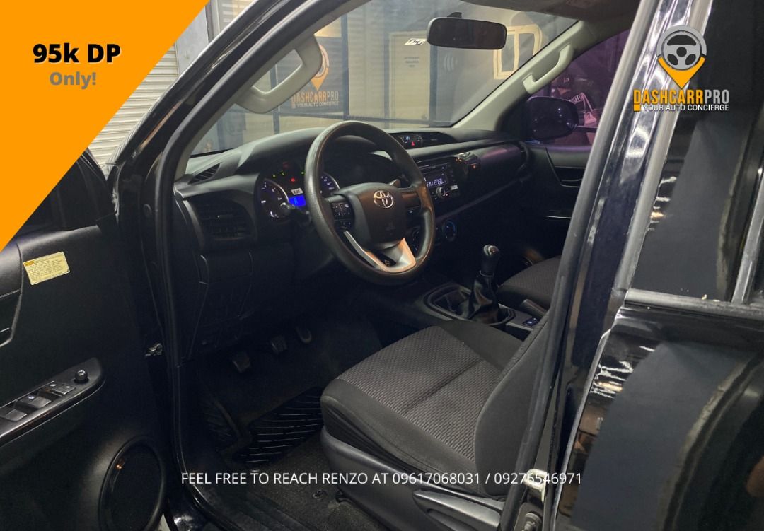Toyota Hilux 2.4 Manual (Category: Used Cars) located in Manila. Submitted by dashcarrpro (Listing ID 1440489689, Image 3). Description: ‼️4x4 Pickup Truck‼️ 2019 Toyota Hilux 2.4 🔸All stock 🔸Well maintained unit 🔸Manual transmission 🔸Diesel engine 🔸5 Seater pickup 🔸Power windows 🔸Fabric seats 🔸Foglamps 🔸Mechanic inspected 🔸Ending plate 7 🔸Thick tires 🔸Cold AC 🔸LTO verified Cash: 865k only! ✔️ Open for Trade-In Schedule your test dri