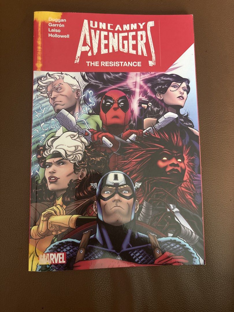 Uncanny Avengers: The Resistance Marvel Comic Book (Category: Comics & Manga) located in Manila. Submitted by ryuquico (Listing ID 1440431382, Image 1). Description: - Uncanny Avengers: The Resistance Trade Paperback Writer: Gerry Duggan Collecting Uncanny Avengers (2023) # 1-5 and material from Free Comic Book Day 2023 Avengers/X-Men - Features Marvel characters like Captain America, Deadpool, and Rogue - A must-have for any comic book collectio