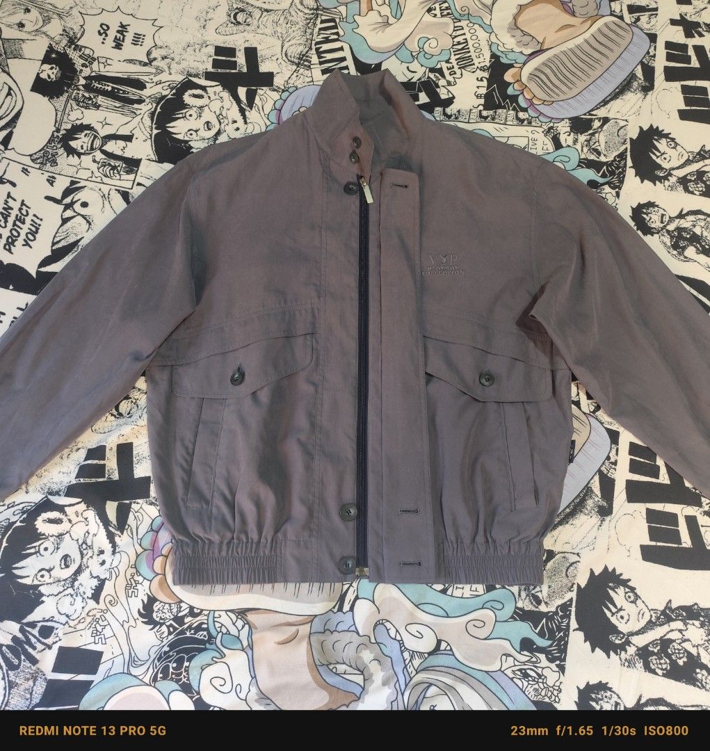 VIP Playboy Collectio Multi Pocket Bomber Jacket Size M (Category: Coats, Jackets and Outerwear) located in Manila. Submitted by buyybustt (Listing ID 1440471201, Image 1). Description: - Grey VVP Playboy Collection bomber jacket - Zip-up front - Buttoned pockets - Embroidered VVP logo on chest - Size: Medium (M) - Ideal for casual wear -22x25 -Good Condition(Color May Vary Due to Lighting Dm for more info.