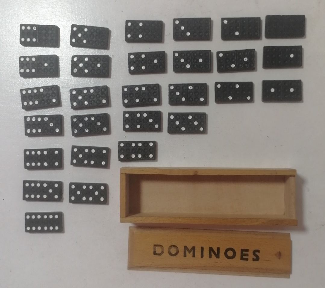 Wooden Dominoes (Category: Board Games & Puzzles) located in San Mateo. Submitted by arrowscrap_delight (Listing ID 1440572578, Image 1). Description: Wooden Dominoes Verygood Condition UK Surplus Complete Set 28pcs Tiles No Issues 220 + SF.