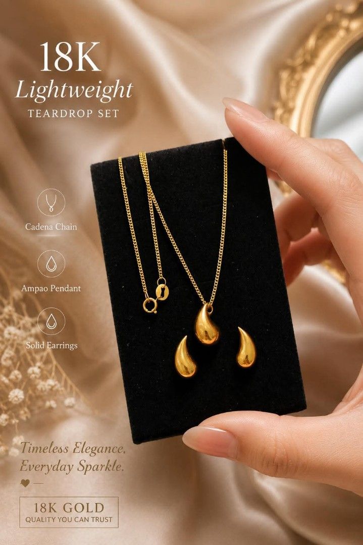 18K Saudi Gold Cadena Teardrop Set (Category: Necklaces) located in Caloocan City. Submitted by cheskhaionlinestore2.0 (Listing ID 1440582057, Image 1). Description: Pure 18K Saudi Gold ✨ Cadena Teardrop Set ₱8750 only ⚡ 🍒Nasasangla💯/ Pawnable 💯 🍒Ship Via Lbc/ JNT 🍒Same Day delivery via LALAMOVE 🚚 🍒Open for COD/COP with dp to avoid cancellation of orders ‼️ DM for faster Transaction 📩📩📩 Cheskhai Online Store #cheskhaionlinestore #LegitS
