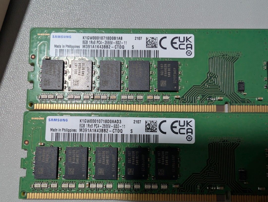 2x Samsung 8GB DDR4 2666MHz RAM Modules, Computers & Tech, Parts