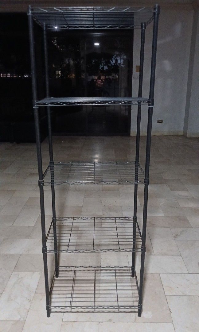 5-Layer Black Metal Rack (Category: Shelves, Cabinets & Racks) located in Manila. Submitted by myclosetraiders.ph (Listing ID 1440639719, Image 1). Description: ❗️For Sale❗️ 5-Layer Black Metal Rack In excellent condition, no damage Php: 500 Loc:QC Mop: Bpi/Gcash Del: Grab/Lalamove *SF to be shouldered by the buyer.