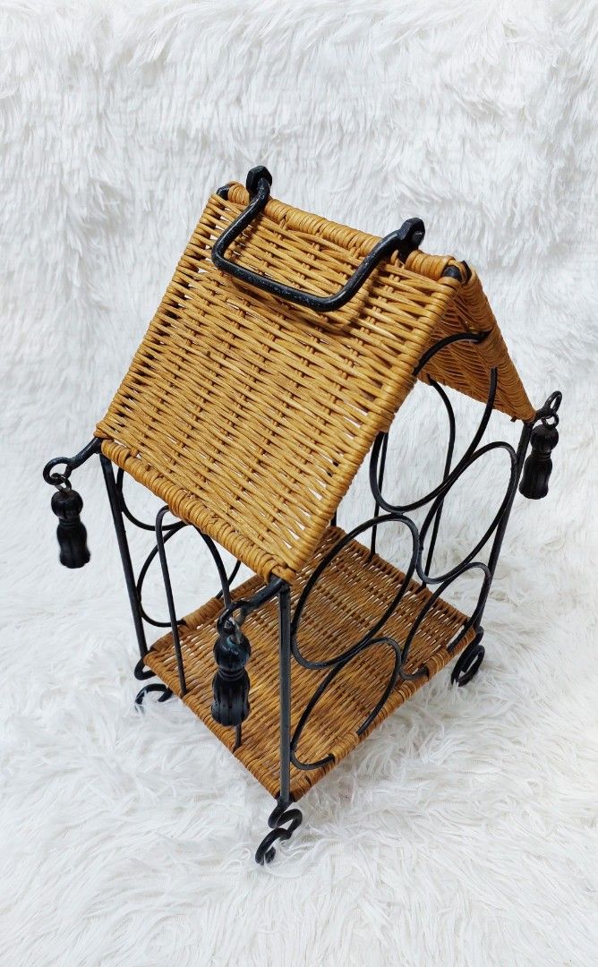 🍷✨ Wrought Iron Wine Rack ✨🍷 (Category: Wine Cellar & Storage) located in Binan City. Submitted by sakuratreasuresph (Listing ID 1440686566, Image 3). Description: 🍷✨ Wrought Iron Wine Rack ✨🍷 Keep your favorite wine bottles organized in style! 🖤 This decorative wine rack features a sturdy wrought iron frame with beautiful woven rattan accents — perfect for adding a rustic and classy touch to your space. 🍾🌿 📌 Features: 🍷 Durable wrought 