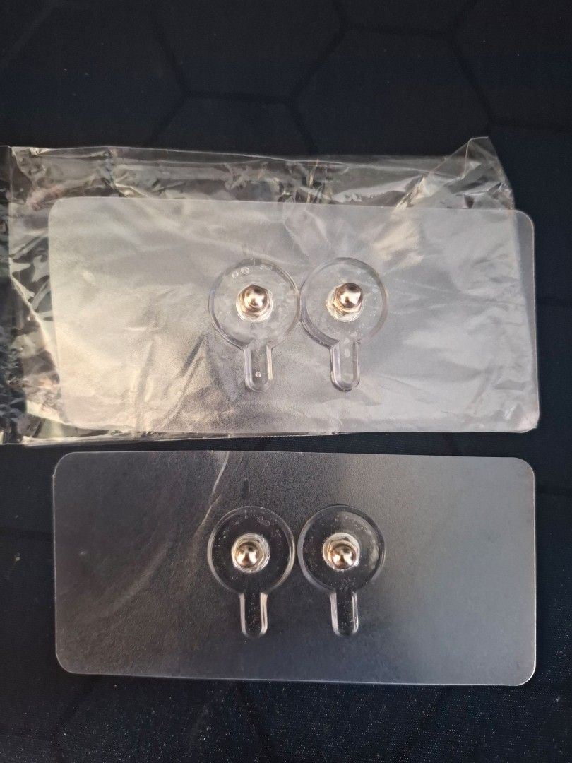 Adhesive wall hooks - sold each (Category: Hooks & Hangers) located in Quezon City. Submitted by an.marie (Listing ID 1440703864, Image 1). Description: Adhesive hooks. Clear design. Easy to use. Strong hold. Loc: Tandang Sora, QC Can do same day delivery or JNT for less shipping fee (45php around metro).
