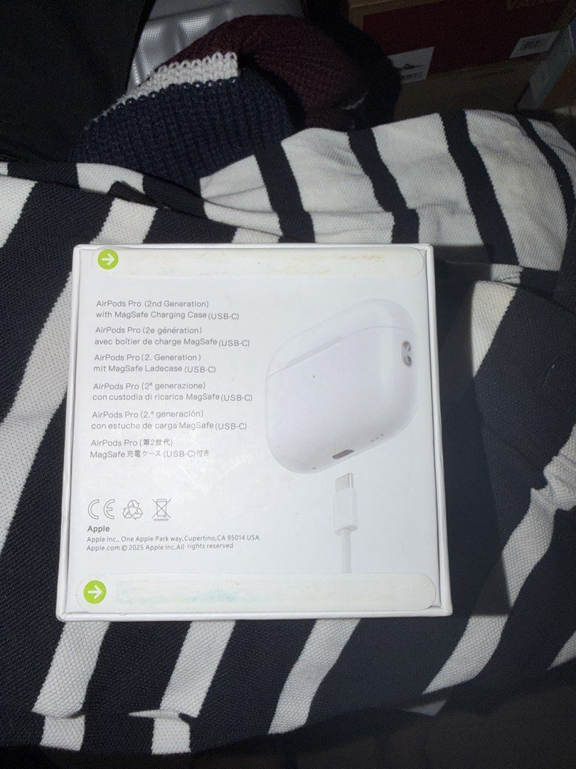 AirPods Pro 2 (Category: Earphones) located in Singapore. Submitted by jimmysellsstuff (Listing ID 1440607164, Image 2). Description: - AirPods Pro (2nd generation) - MagSafe Charging Case with USB-C port - Comes with original packaging.