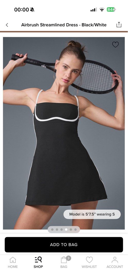 Alo Yoga Airbrush Streamlined Dress Black/White, Women's Fashion