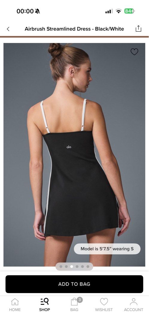 Alo Yoga Airbrush Streamlined Dress Black/White, Women's Fashion